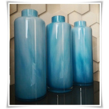 Błękitny wazon szklany kolorowy z artystycznego szkła butelka H-36 cm - 5