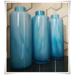 Błękitny wazon szklany kolorowy z artystycznego szkła butelka H-36 cm - 5