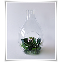Kaja Glass|Szklany słoik ozdobny, naczynie z otworem  bocznym H-37 cm