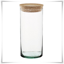 Tuba szklana z korkiem H-25 cm D-13 cm / szkło ekologiczne