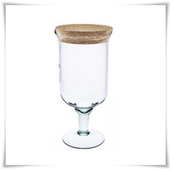 Kaja Glass|Szklany kielich na nóżce z korkiem W-118 H-28 cm / szkło ekologiczne
