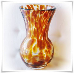 Bursztynowy wazon szklany kolorowy z artystycznego szkła 22 cm pękaty - 2