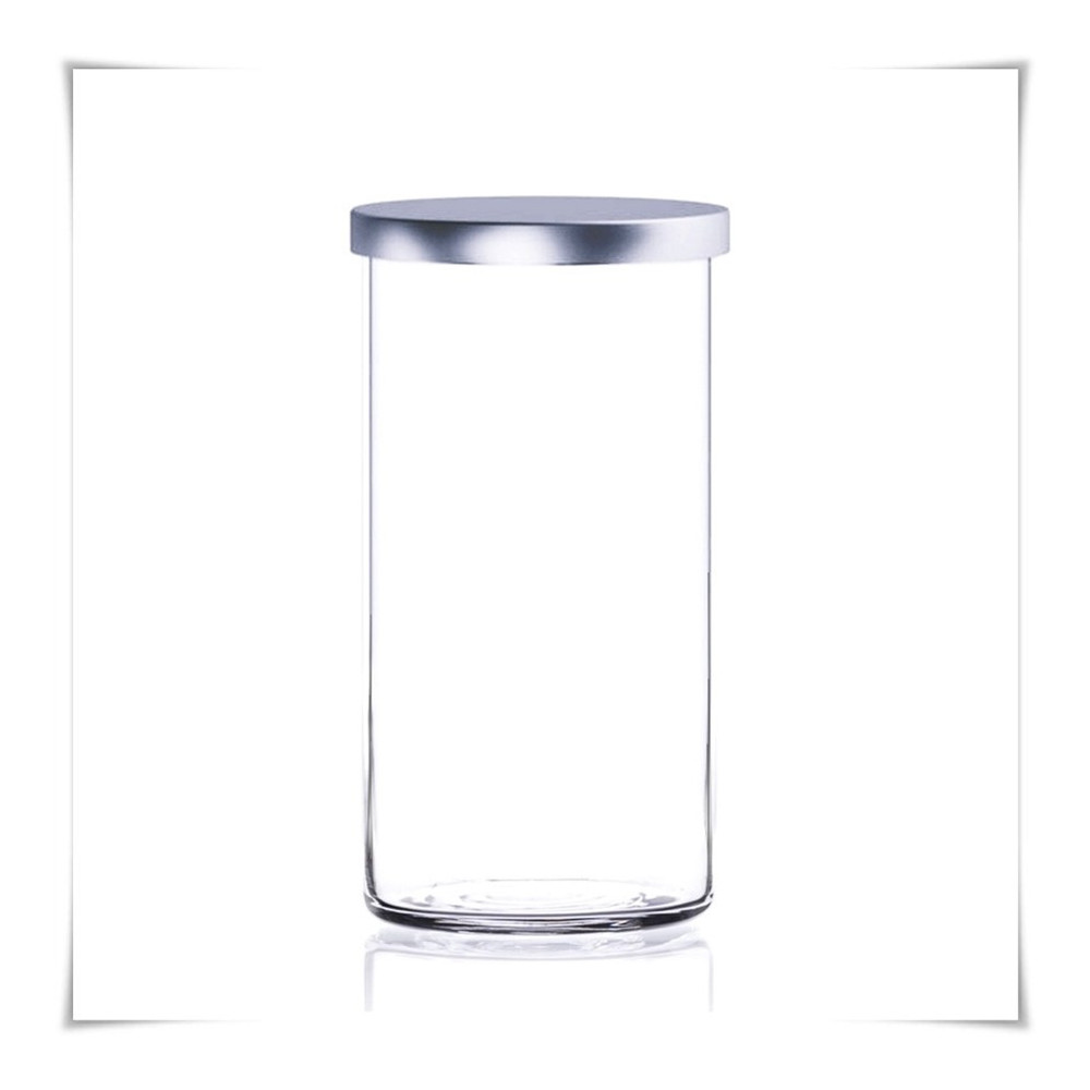 Pojemnik szklany cylinder H-20 cm D-10 cm z pokrywka metalową - 2