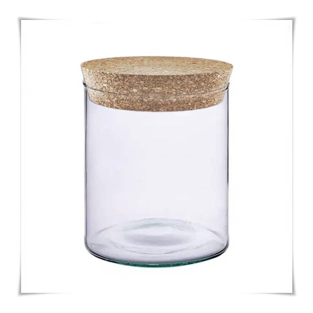 Kaja Glass|Tuba szklana z korkiem H-20 cm D-15 cm / szkło ekologiczne