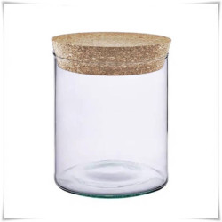 Kaja Glass|Tuba szklana z korkiem H-20 cm D-15 cm / szkło ekologiczne