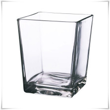 Wazon szklany prostokątny H-17 cm 14x14 cm / grube szkło
