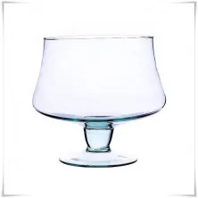 Salaterka szklana na nóżce KK-4 H-15,5 cm D-16 cm / szkło ekologiczne - 2