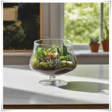 Salaterka szklana na nóżce KK-4 H-15,5 cm D-16 cm / szkło ekologiczne - 5
