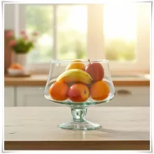 Salaterka szklana na nóżce KK-4 H-15,5 cm D-16 cm / szkło ekologiczne - 3