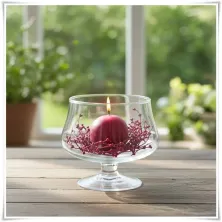 Salaterka szklana na nóżce KK-4 H-15,5 cm D-16 cm / szkło ekologiczne - 6