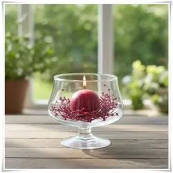 Salaterka szklana na nóżce KK-4 H-15,5 cm D-16 cm / szkło ekologiczne - 6