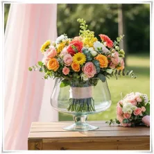 Salaterka szklana na nóżce KK-4 H-15,5 cm D-16 cm / szkło ekologiczne - 8