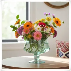 Salaterka szklana na nóżce KK-4 H-15,5 cm D-16 cm / szkło ekologiczne - 4