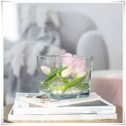 Wazon szklany kwadratowy 12x12 cm / grube szkło - 3