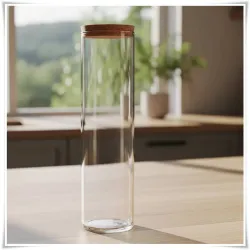 Pojemnik szklany cylinder H-60 cm D-15 cm z korkiem - 1