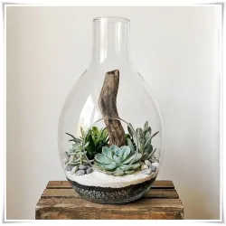 Szklany słoik ozdobny, naczynie z otworem  bocznym H-37 cm - 6