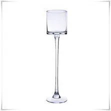 Świecznik szklany na nóżce, kielich cylinder 807 H-40 cm D-8 cm