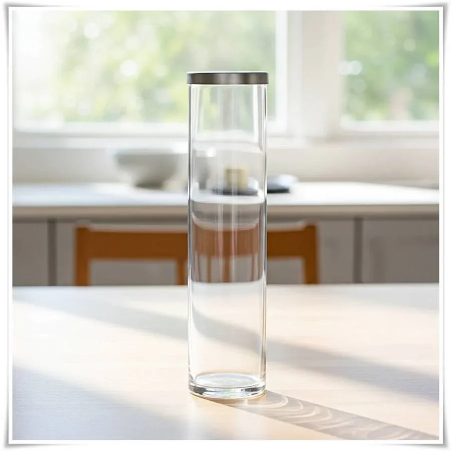 Pojemnik szklany cylinder H-50 cm D-10 cm z pokrywką metalową - 3