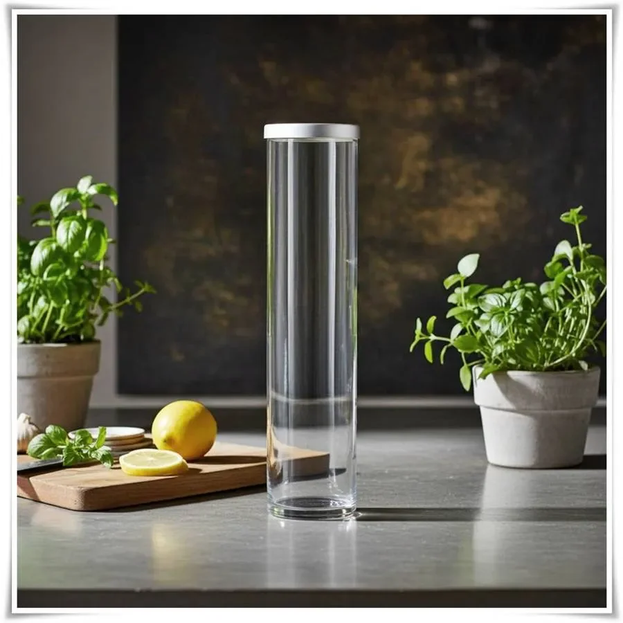 Pojemnik szklany cylinder H-50 cm D-10 cm z pokrywką metalową - 4