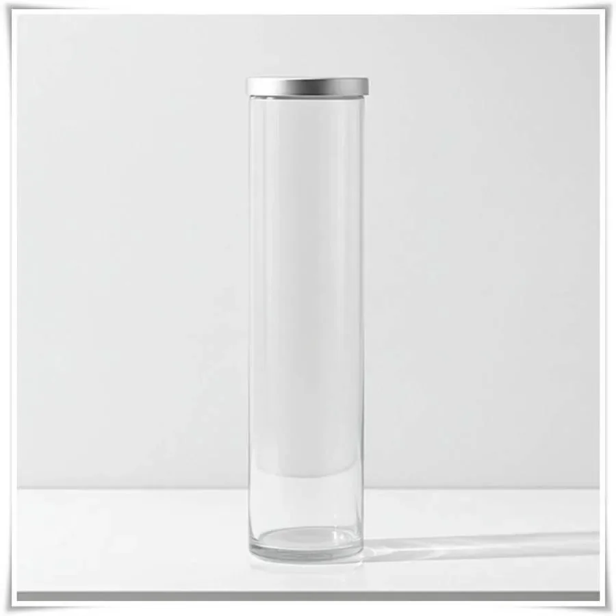 Pojemnik szklany cylinder H-50 cm D-10 cm z pokrywką metalową - 6